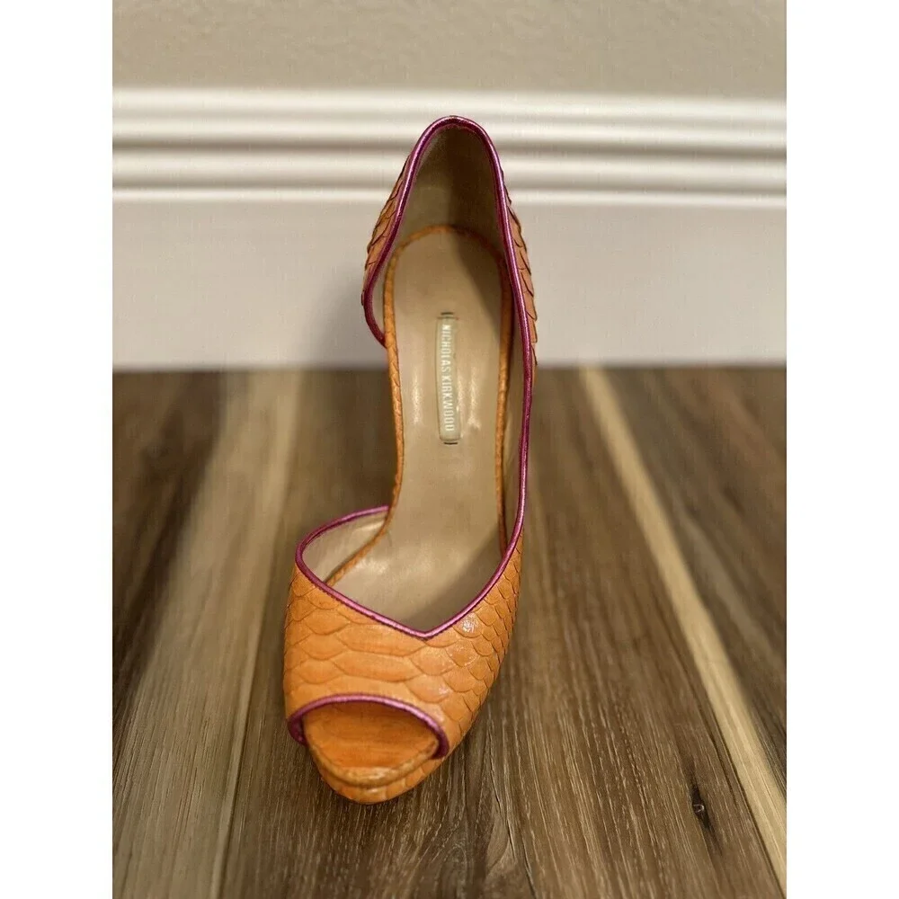 Nicholas Kirkwood Platform Heels EU 36.5 Orange Snakeskin